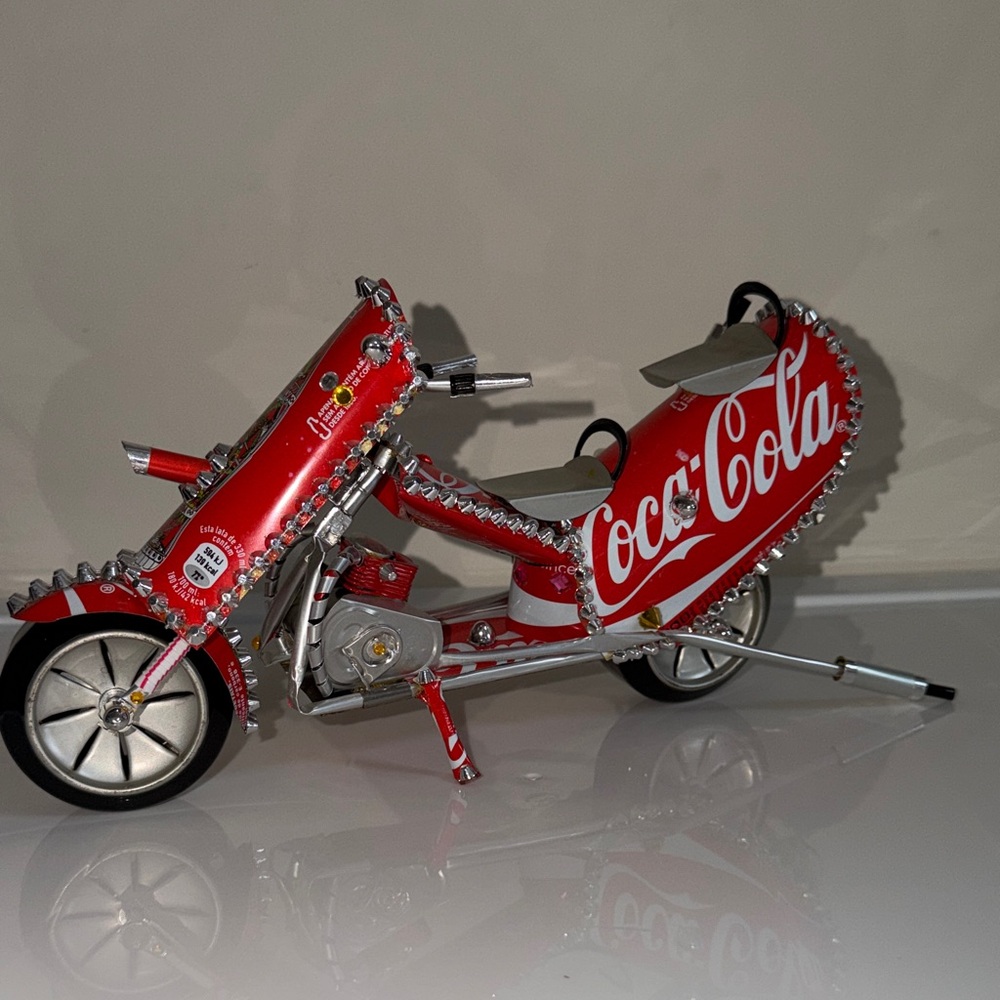 Coca Cola Handmade Motorcycle Decoration - Made by Francisco in Faro, Portugal